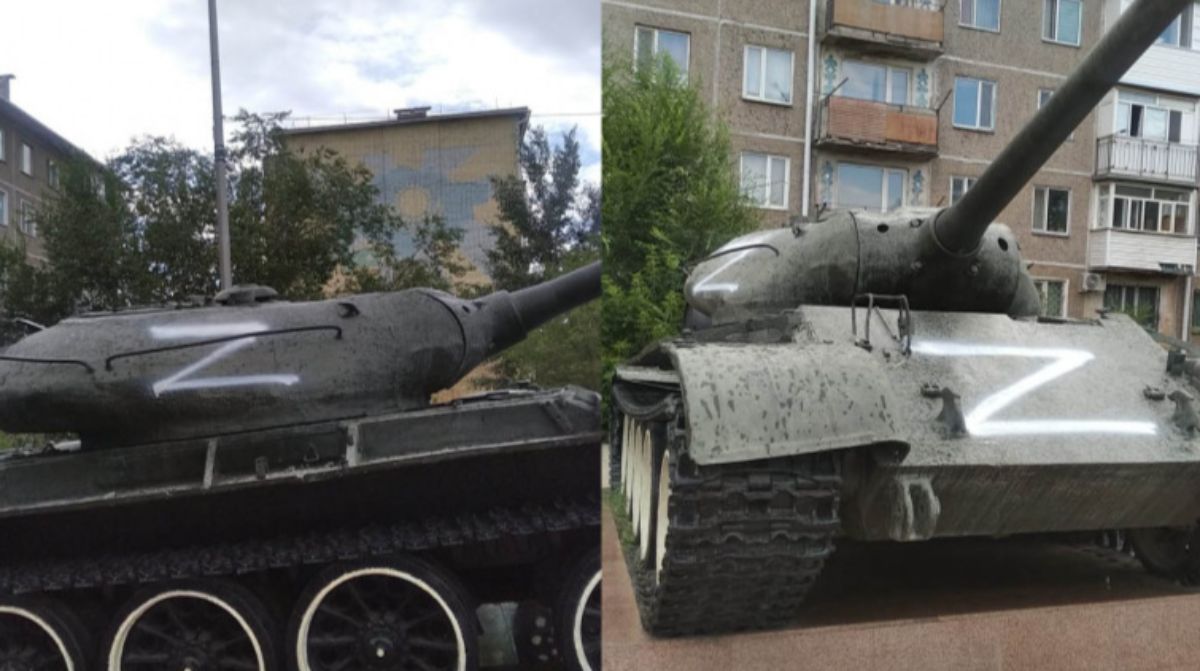 Мужчина нарисовал на танке символ Z в Карагандинской области