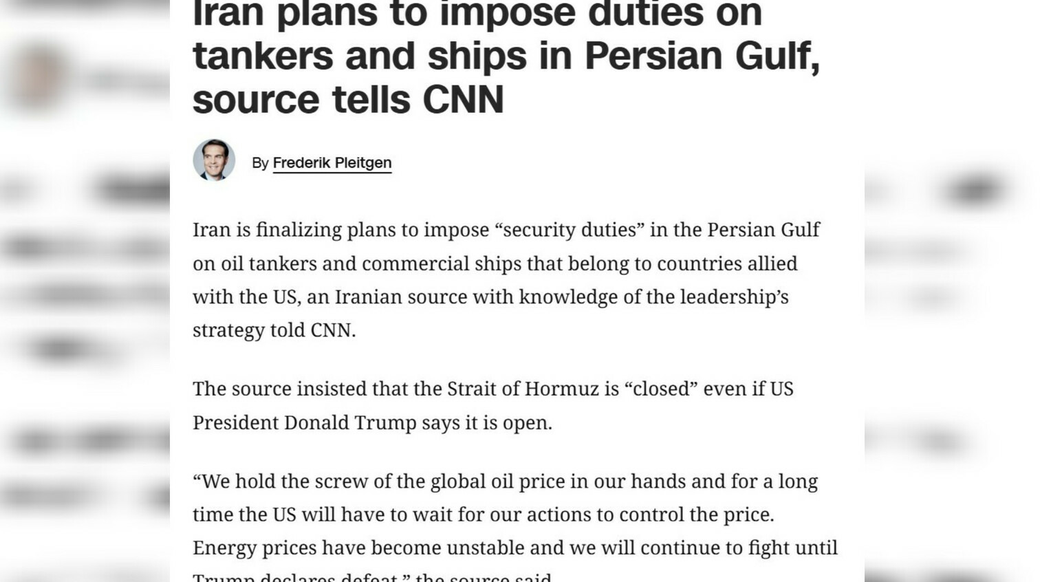 Иран угрожает перекрыть нефть для союзников США