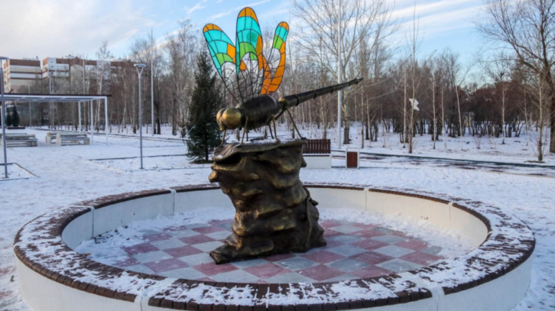 В центре Павлодара поставили памятник стрекозе