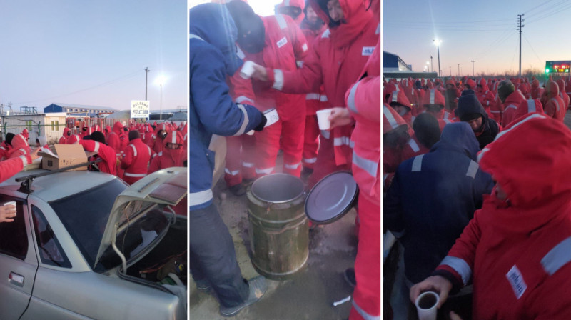 Пятый день протеста: казахстанцы кормят бастующих нефтяников Аксая