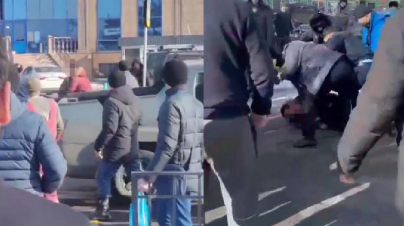 В Алматы угонщик авто порезал себя ножом при задержании. Видео