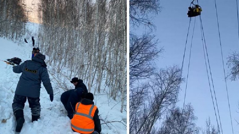 Шесть человек застряли на канатной дороге в Баянауле