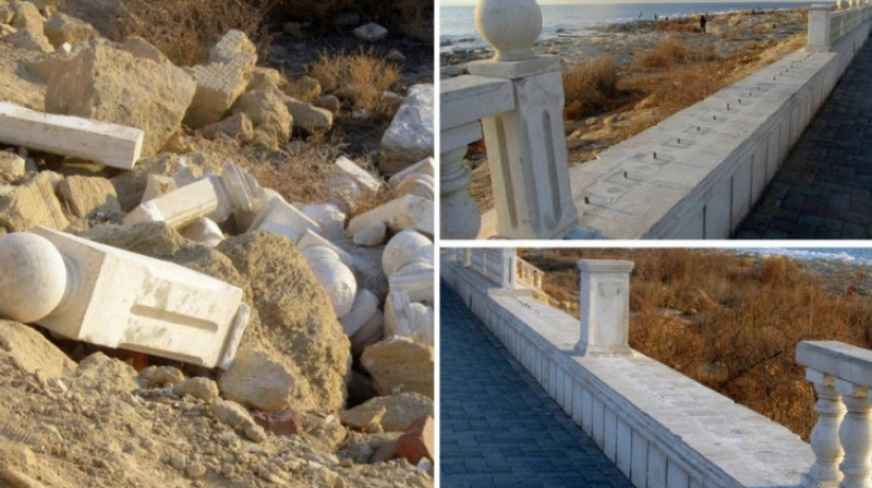 На набережной Актау хулиганы разгромили балюстраду