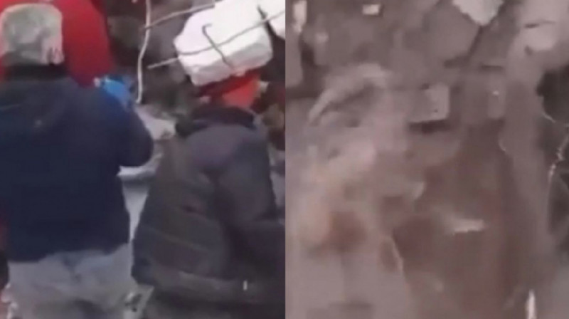 Спасателей завалило обломками при разборе разрушенного здания в Турции. ВИДЕО