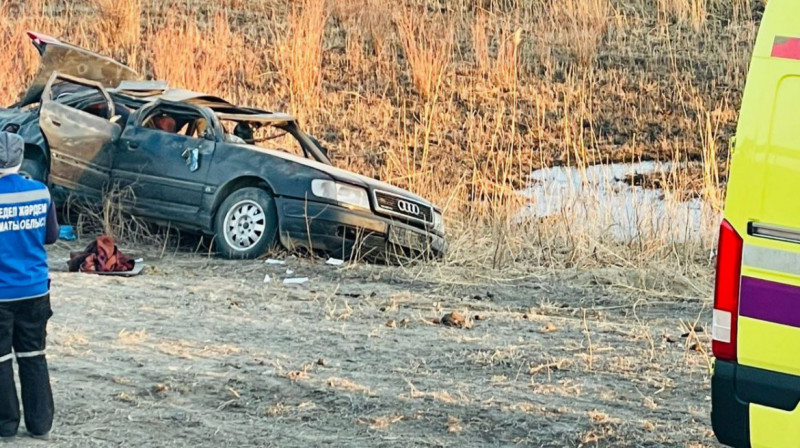 В Жетысуской области на международной трассе перевернулся автомобиль