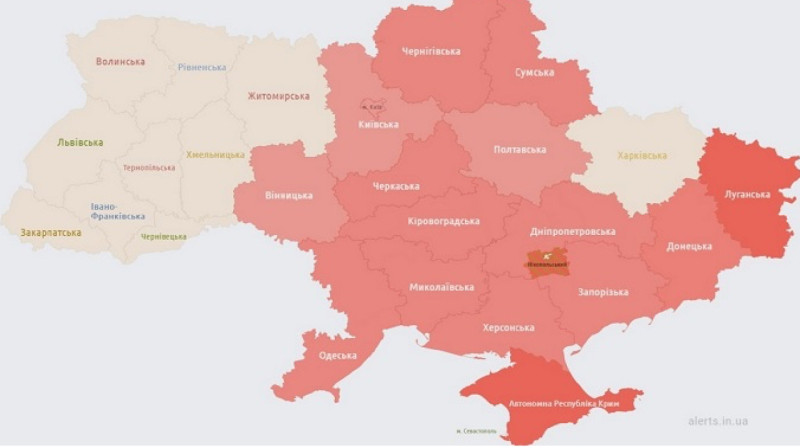 Воздушная тревога объявлена почти на всей территории Украины