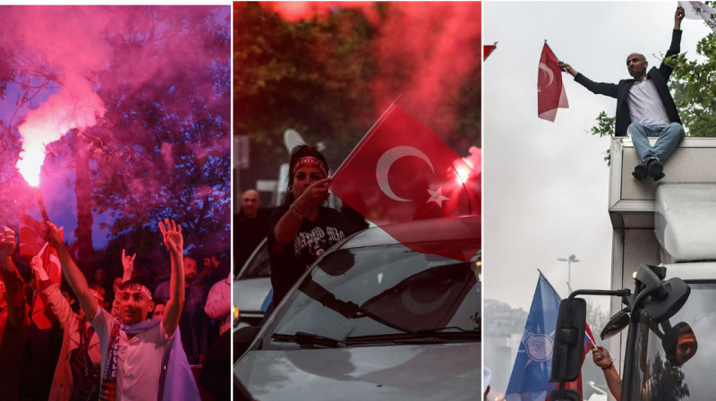 Флаги и перекрытые дороги: сторонники Эрдогана празднуют победу на выборах. ВИДЕО