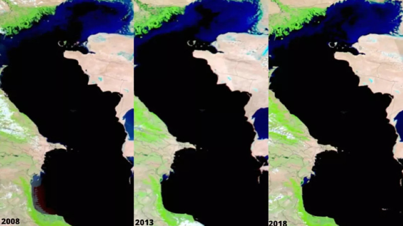 Масштабы обмеления Каспийского моря показали из космоса