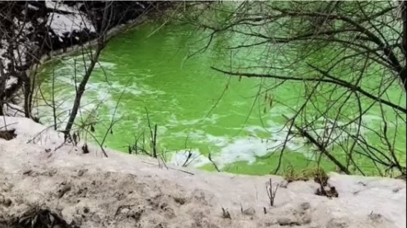 Река в ВКО снова окрасилась в ядовито-зеленый цвет