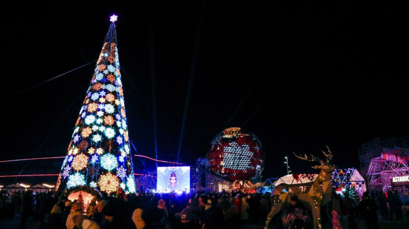 Главную елку столицы торжественно зажгли в Астане