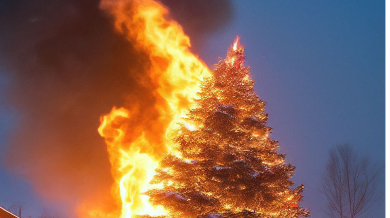 Новогоднюю ёлку в парке первого президента подожгли в Таразе. ВИДЕО