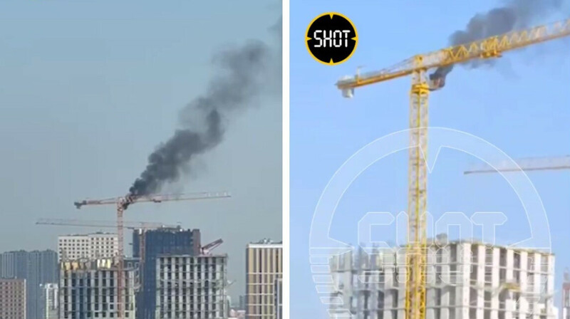 В Москве горит башенный кран: есть угроза взрыва дизельной станции