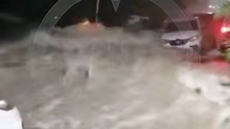 Потоп в Сочи: река Херота смывает машины и деревья