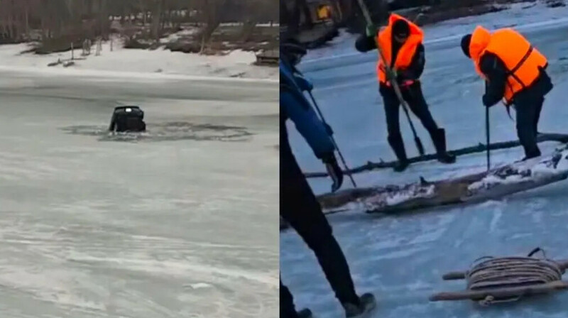 В Уральске автомобиль ушел под лед: два человека погибли
