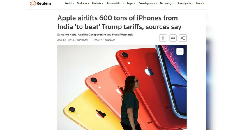 Apple перевозит 600 тонн iPhone самолетами, чтобы избежать пошлин