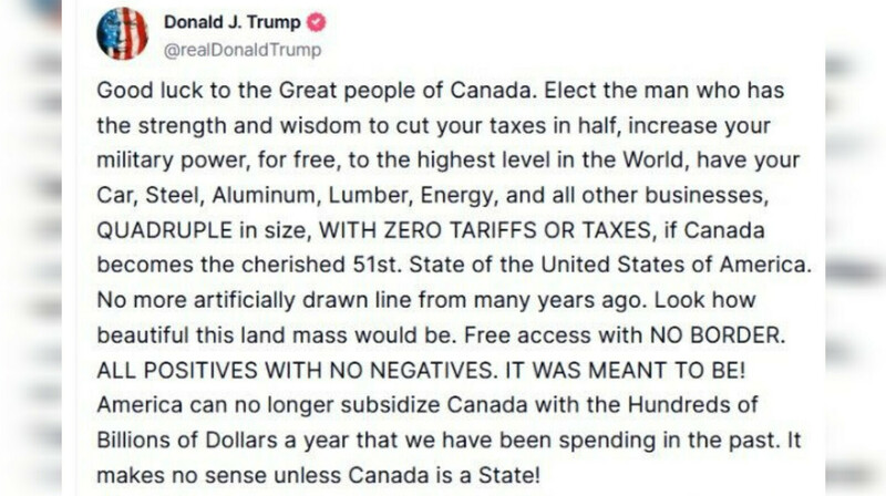 В день выборов в Канаде Трамп вновь предложил объединение