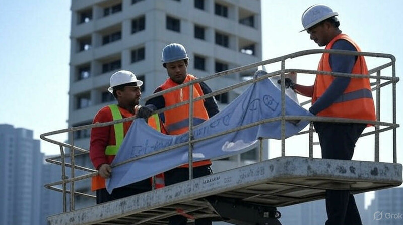 В Костанае рабочих арестовали за плакаты с просьбой о помощи
