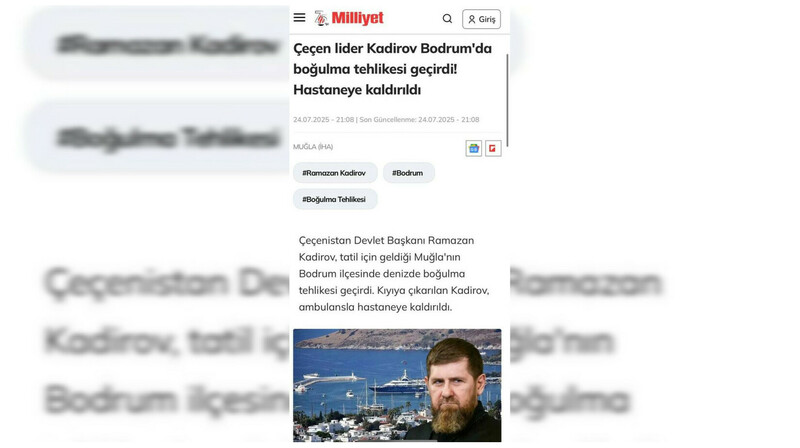 Рамзан Кадыров чуть не утонул в Бодруме - СМИ Турции