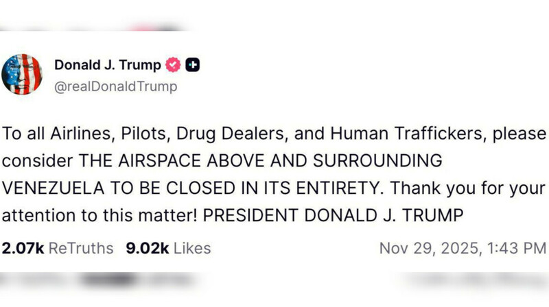 Трамп закрыл воздушное пространство над Венесуэлой