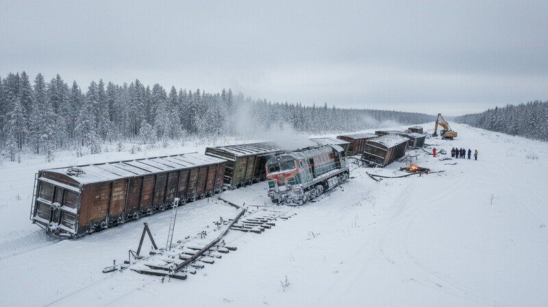 В Амурской области с рельсов сошли 35 вагонов грузового поезда