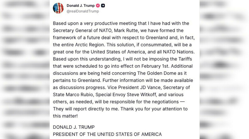 Трамп объявил об основе соглашения США и НАТО по Гренландии
