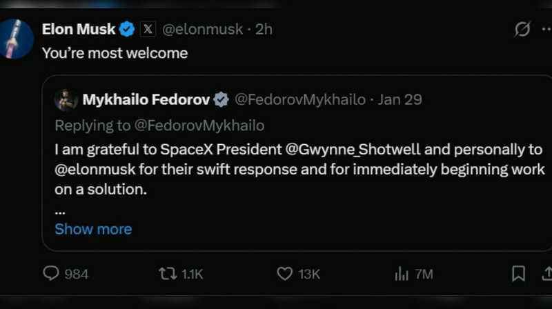 SpaceX начала блокировать терминалы Starlink у российских войск после обращения Украины
