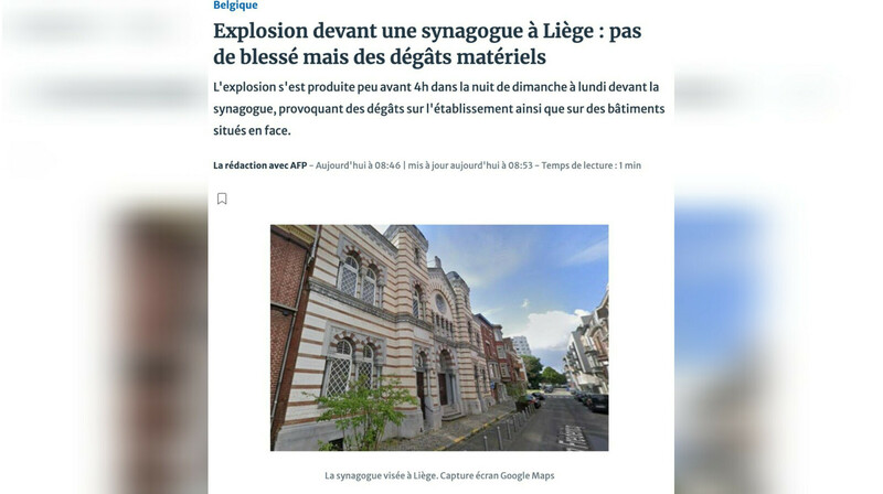 Взрыв у синагоги в бельгийском Льеже