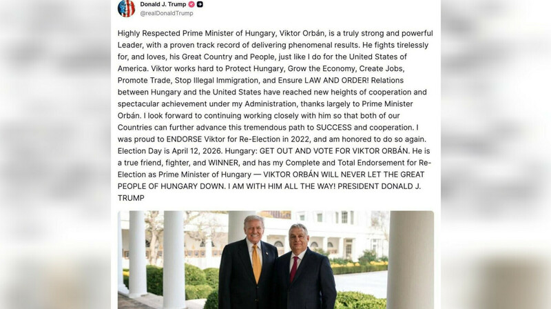 Трамп призвал венгров голосовать за Орбана на выборах 12 апреля