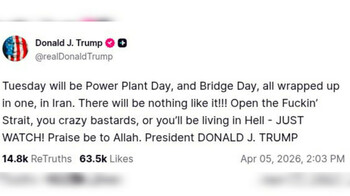 Трамп в Truth Social потребовал от Ирана открыть Ормузский пролив и пообещал "ад" во вторник