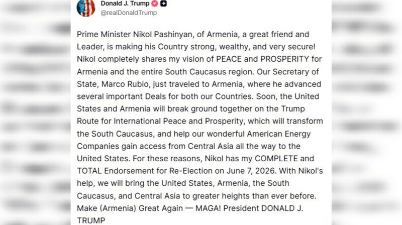 Трамп поддержал Пашиняна перед выборами в парламент Армении 7 июня