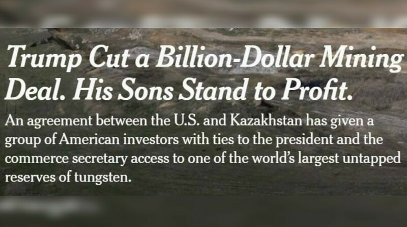 Миллиарды, вольфрам и семья Трампа: NYT раскрыла детали сделки с Казахстаном
