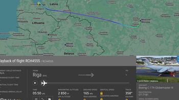 Во Внуково приземлился военный самолет ВВС США Boeing C-17